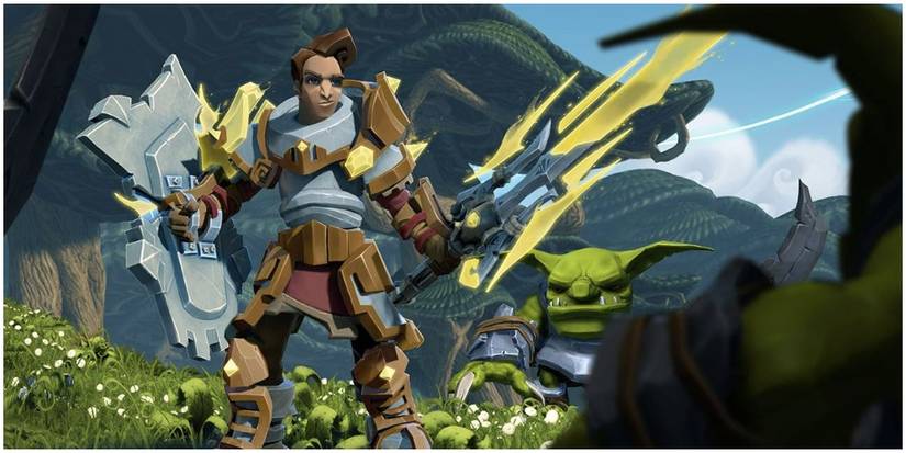 A man holding a strangely shaped sword