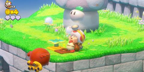 Toad pulling up a turnip in Captain Toad: Treasure Tracker