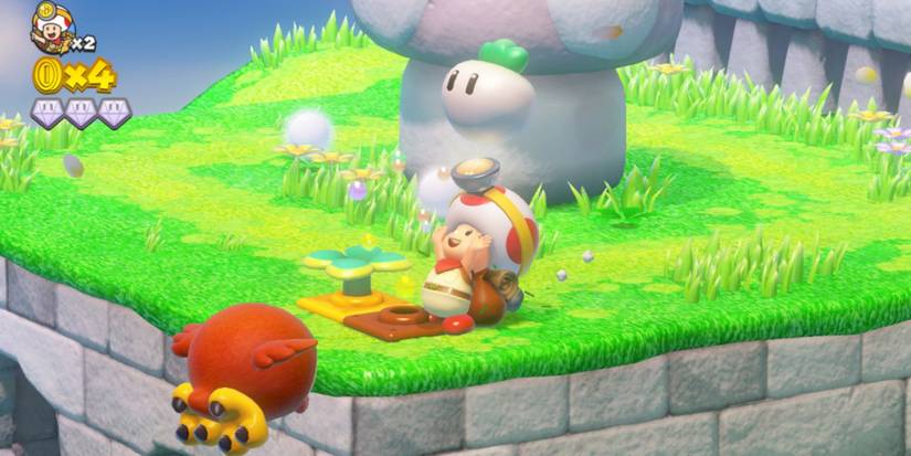 Toad pulling up a turnip in Captain Toad: Treasure Tracker