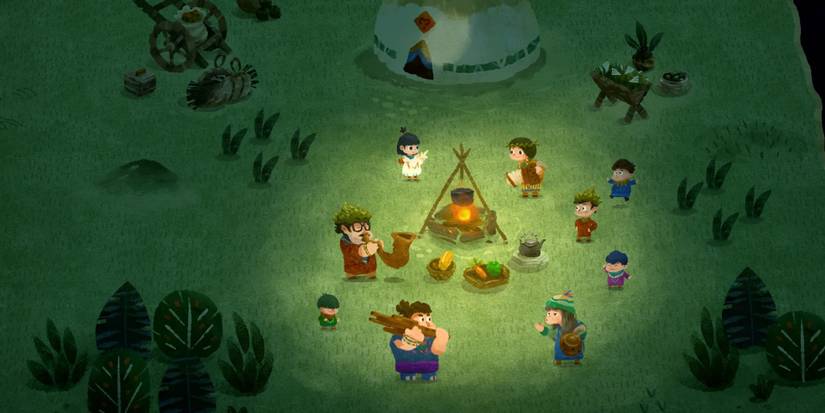 Carto hanging with friends around a campfire in Carto