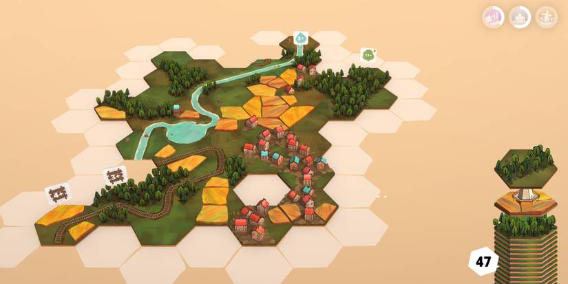 A tile landscape in Dorfromantik