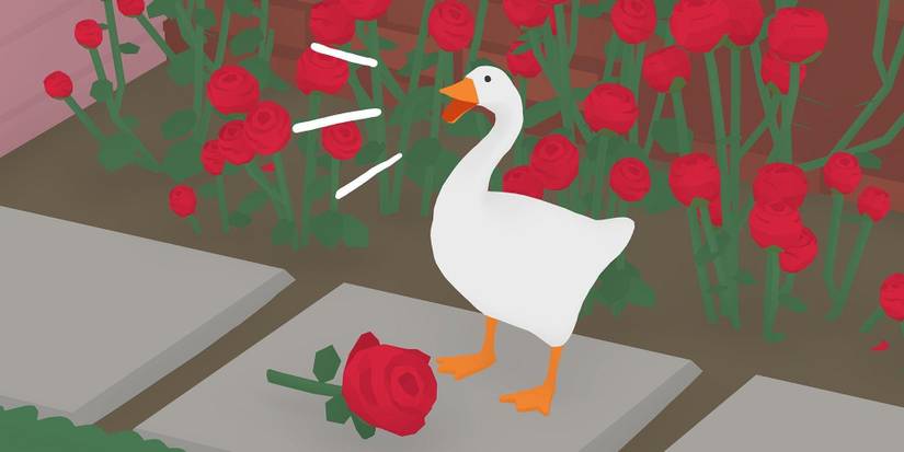 The goose with a rose in Untitled Goose Game