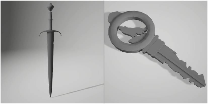 Unused Sword Of Damocles & Wolf Key From Resident Evil 2