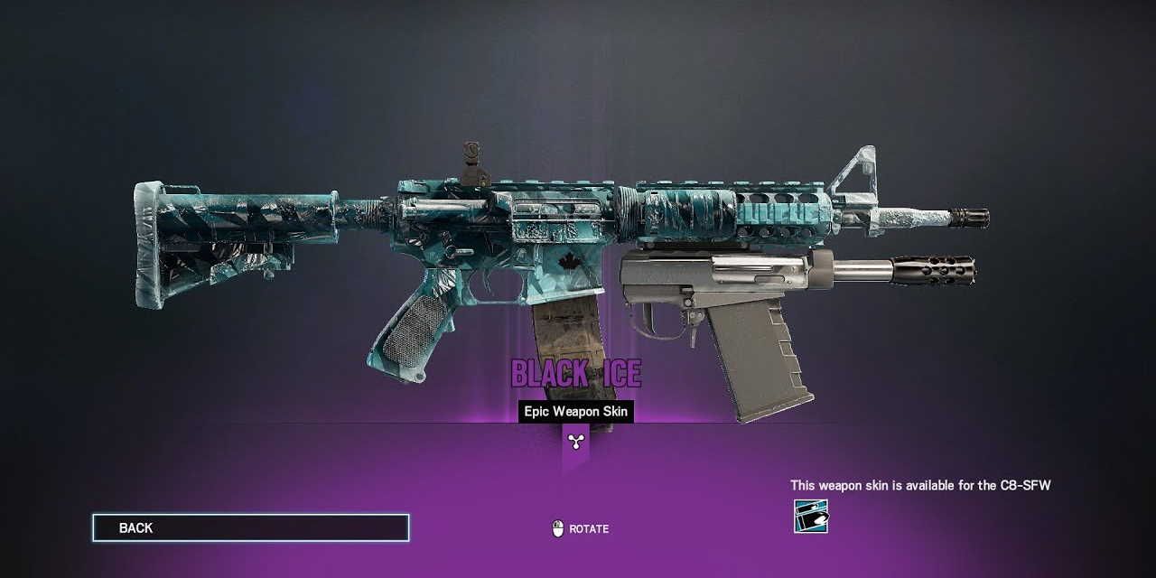 Rainbow Six Siege: Buck's Black Ice C8-SFW Weapon Skin, Seen in a Rare Alpha Pack Opening