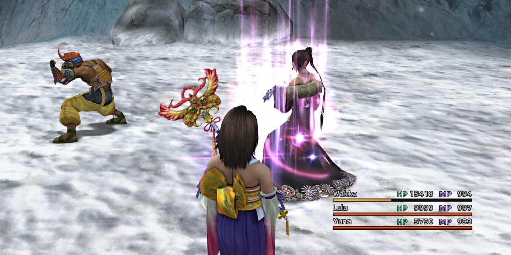 Final Fantasy 10 Юна использует Реген на Лулу