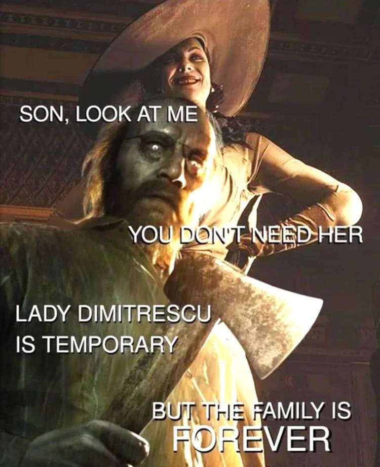 Resident Evil 7 And 8 Meme Jack Baker And Lady Dimitrescu