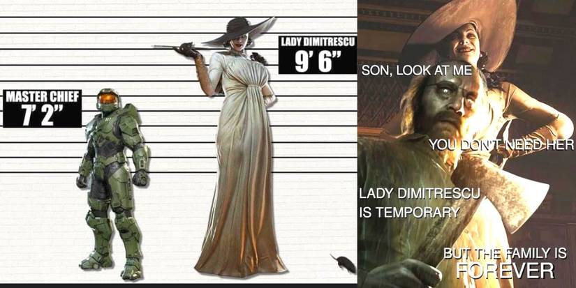 Resident Evil 8 Lady Dimitrescu Meme Split Image
