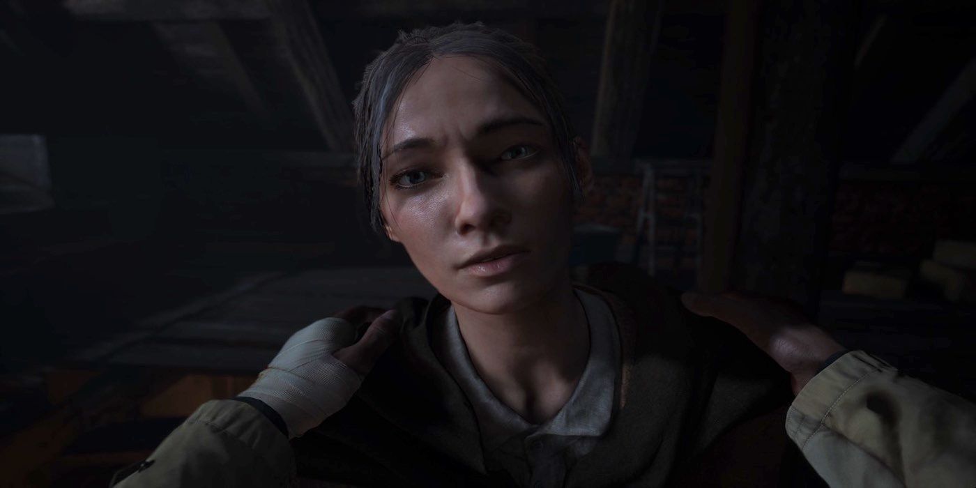 Скриншот Resident Evil Village молодой женщины