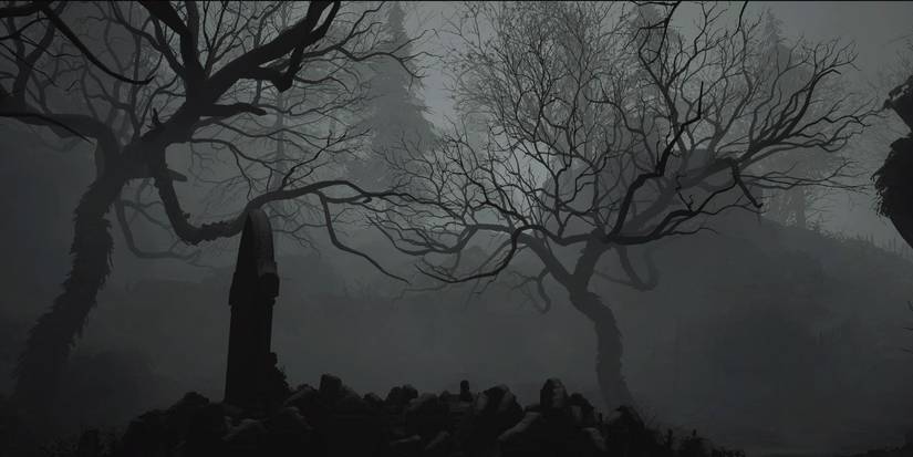 Resident evil village shot of gravestone