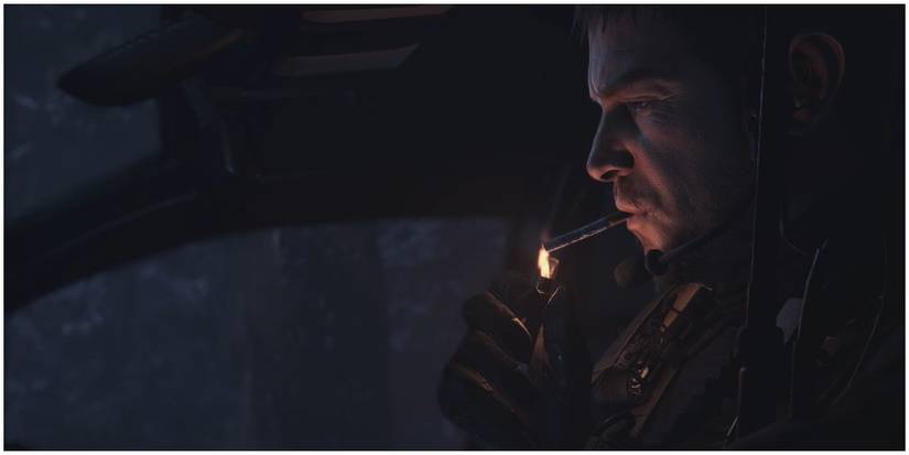 Resident Evil Village Chris Redfield Lighting Up A Cigarette