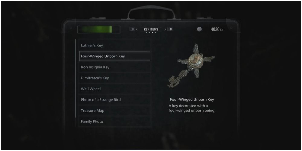 Resident Evil Village Four-Winged Unborn Key In Inventory