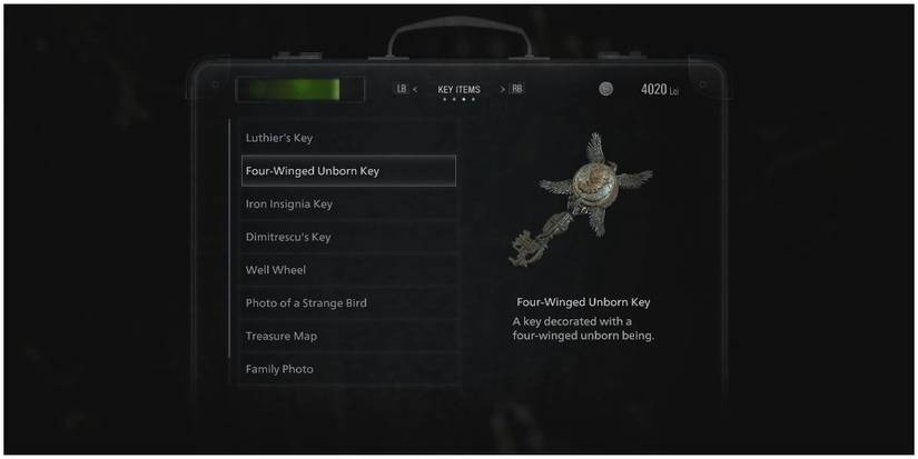 Resident Evil Village Four-Winged Unborn Key In Inventory