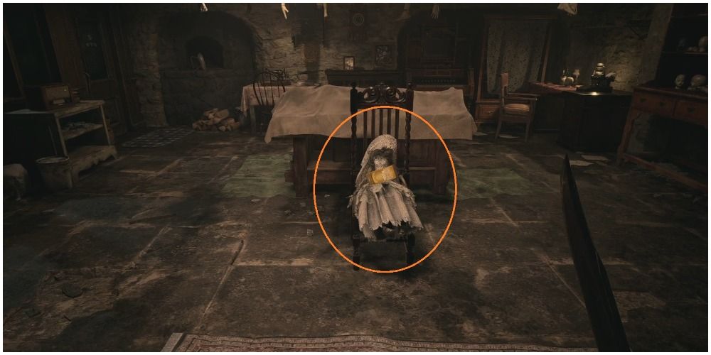 Resident Evil Village Interacting With The Doll To Turn The Manor Into A Dollhouse