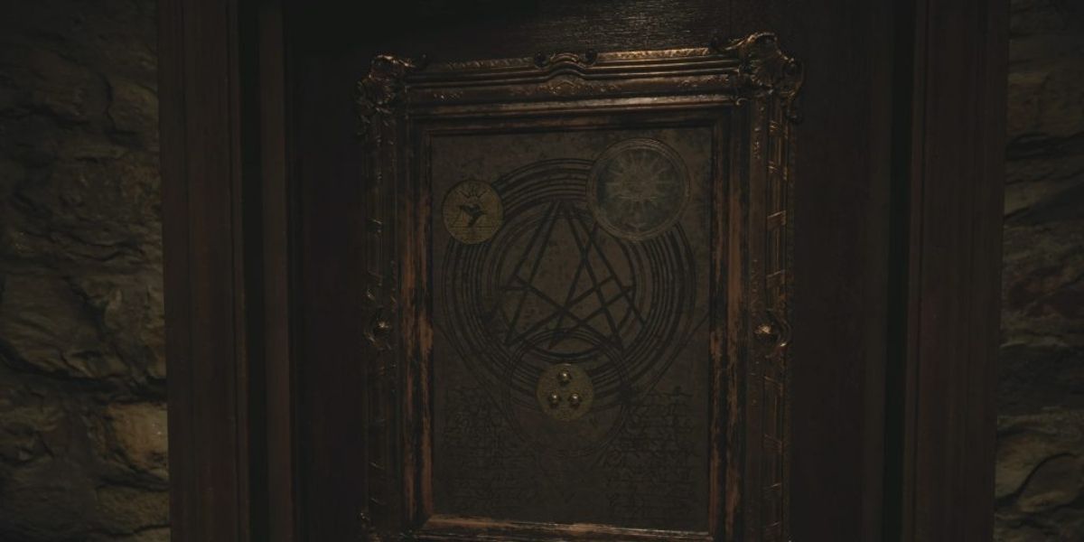 Brass medallion door in Resident Evil Village