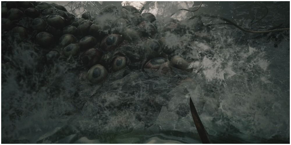 Resident Evil Village Narrowly Avoiding Getting Eaten By The Giant Fish