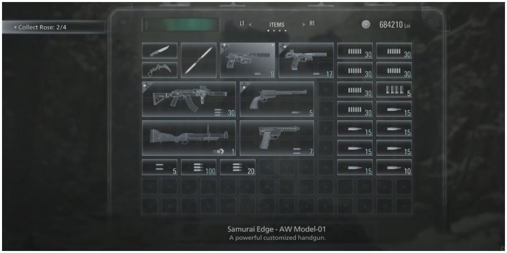 Resident Evil Village Samurai Edge In Inventory Screen