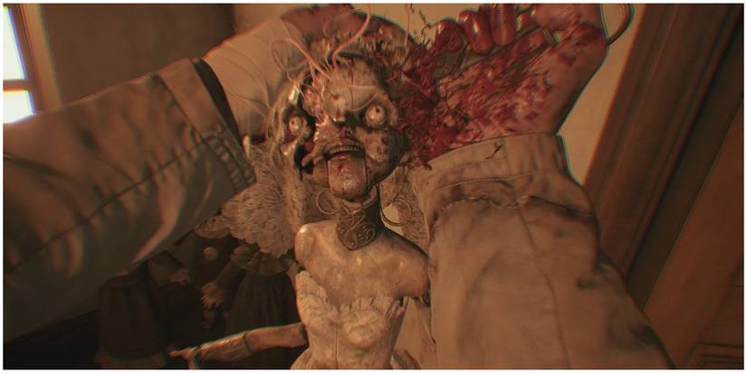 Resident Evil Village Stabbing Angie In The Head