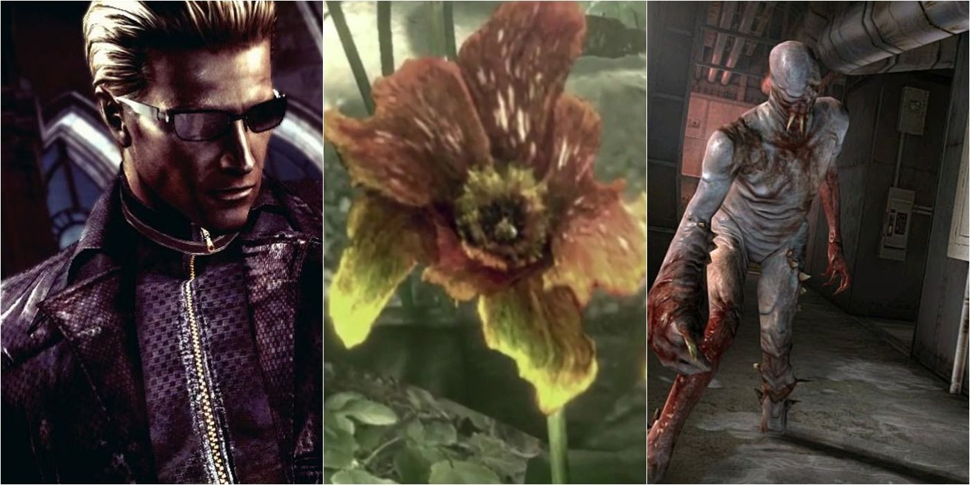 Resident Evil Viruses Split Image Of Wesker Plant and Ooze Monster