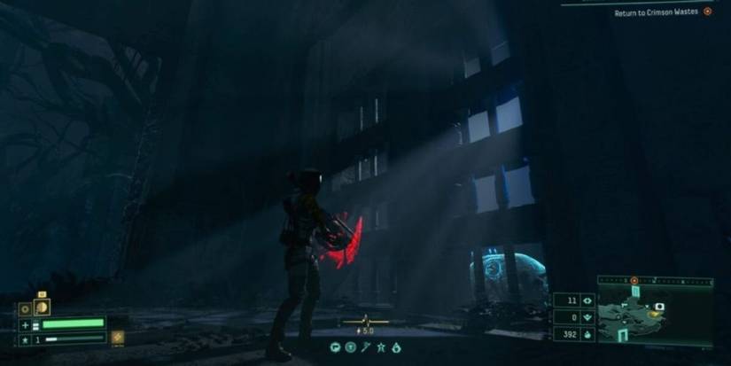 Get gates open by shooting the yellow dot in Returnal