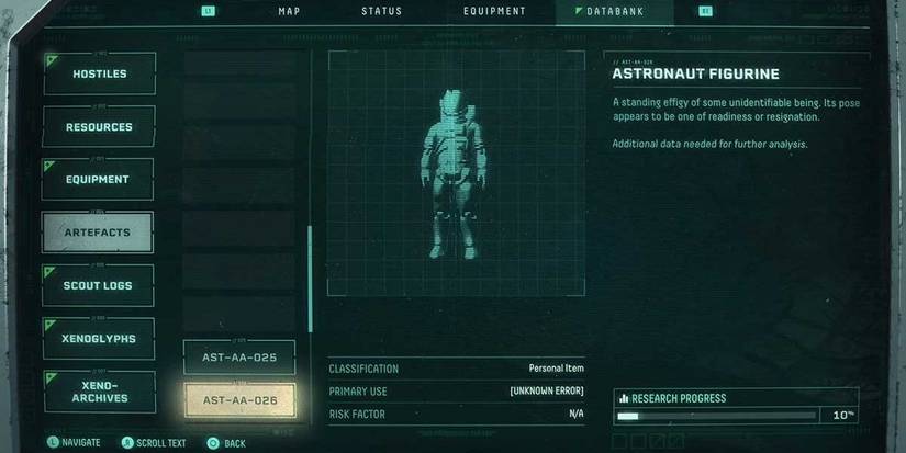 Keep an astronaut figure to use for survival in Returnal