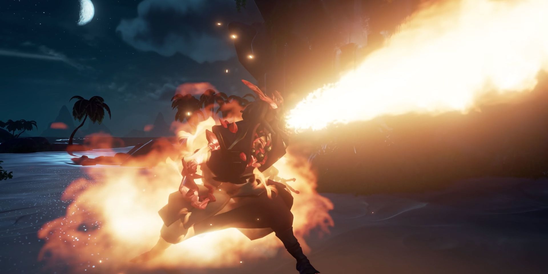 Warden Chi fire breathing in Sea of Thieves