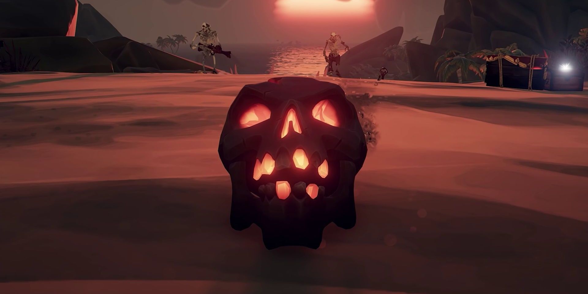An Ashen Winds Skull in Sea of Thieves