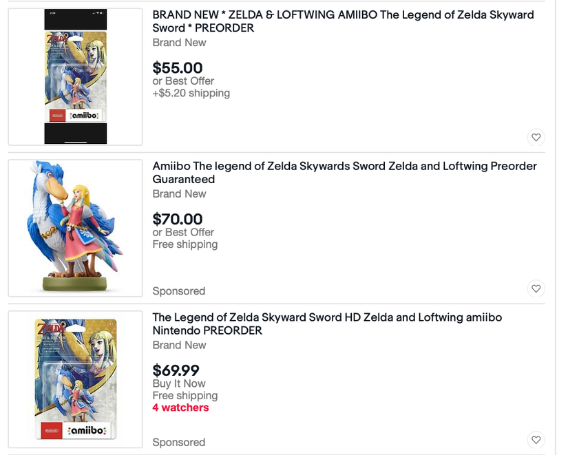 zelda amiibo skyward sword hd eBay scalping