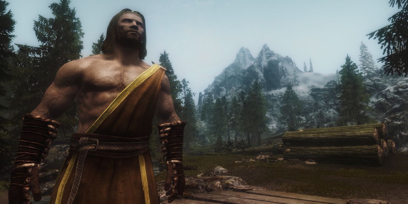 Skyrim, Monk, standing outside, screenshot