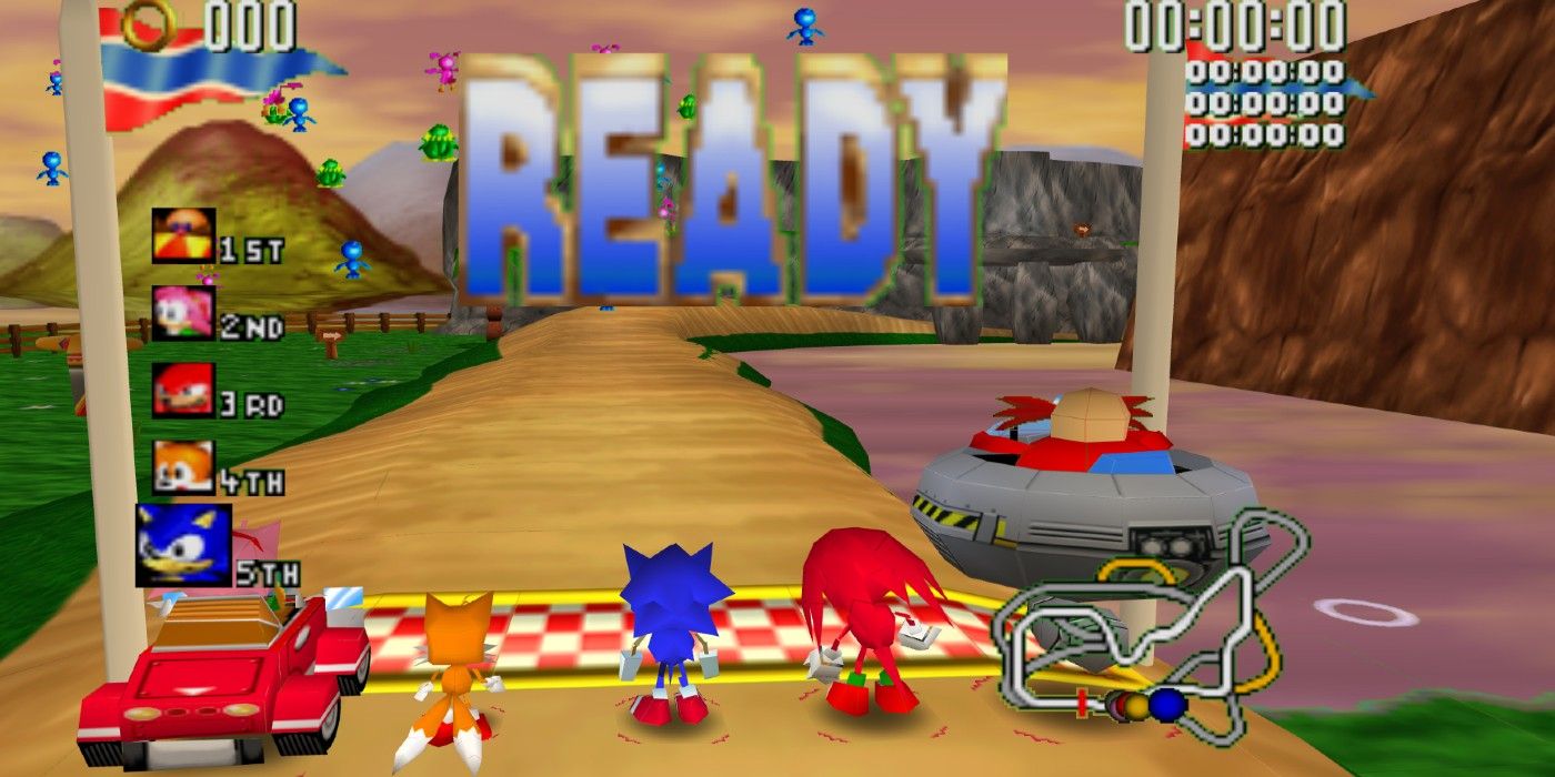 Sonic R Saturn Sonic and friends at starting line
