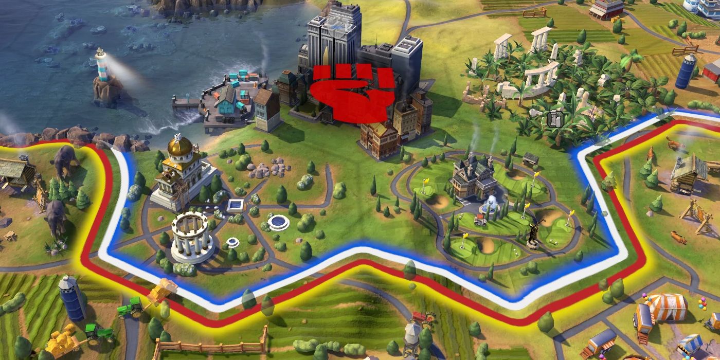 A city with low loyalty with the rebellion icon over it Civilization 6