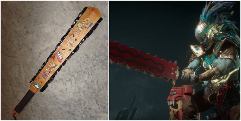A Split Image Of Kotal Kahn & The Macuahuitl