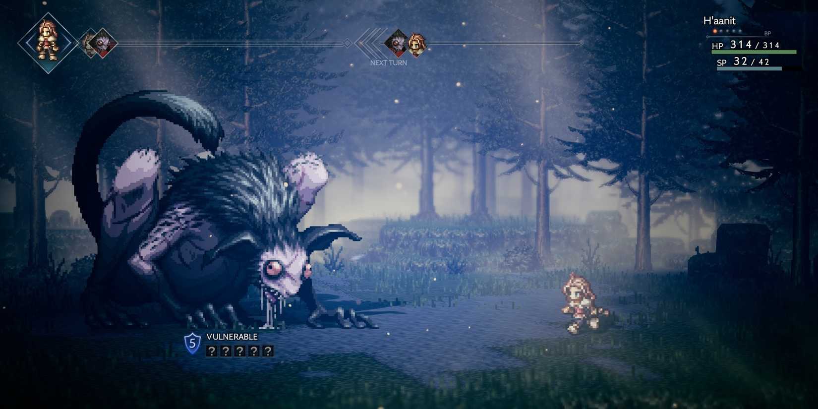 A battle in Octopath Traveler
