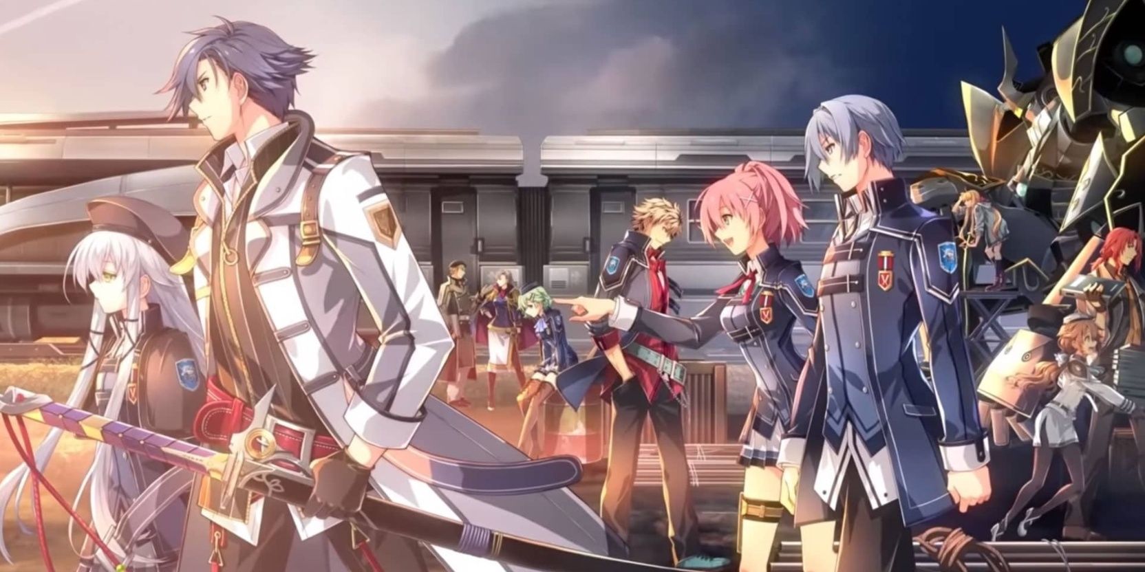 A cutscene of many characters in The Legend of Heroes: Trails of Cold Steel III