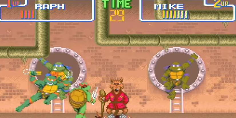 TMNT Turtles in Time Versus mode Splinter Raph Mike in sewer