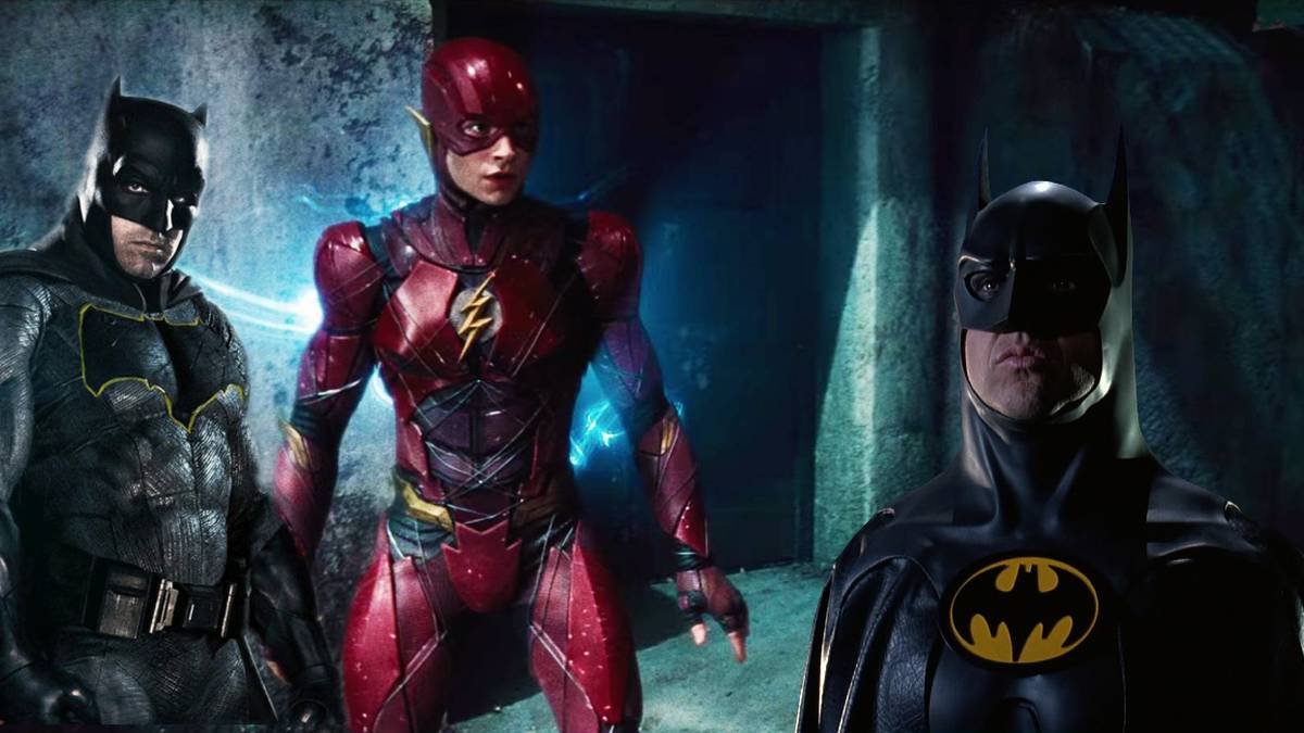 Bruce Wayne and Batman on the set of The Flash