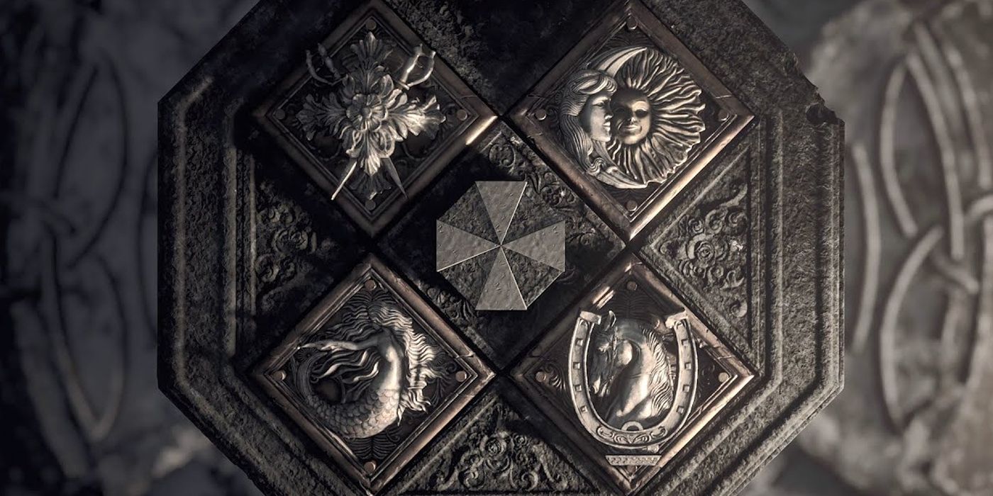 The Village family crest with the Umbrella logo - Resident Evil 8 And RE 7 Connections