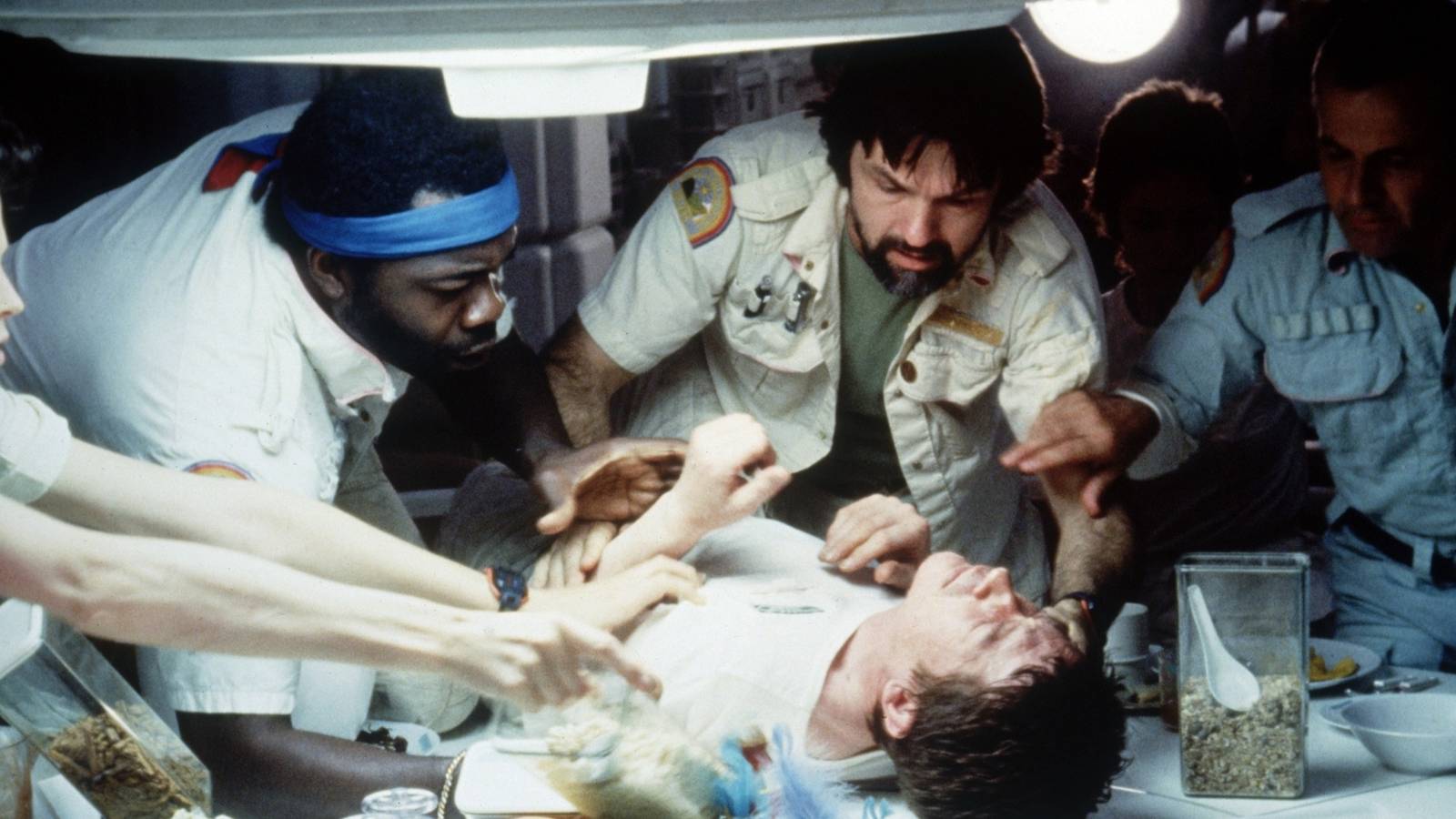 The chestburster scene in Alien