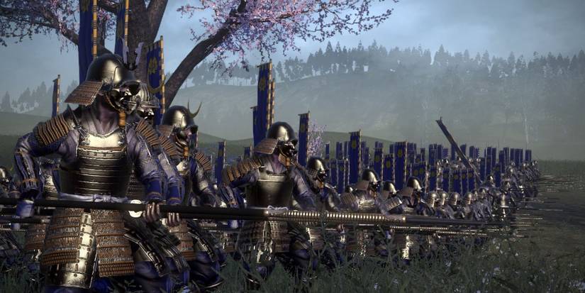 Line of Shogun Pikeman Readying for Battle