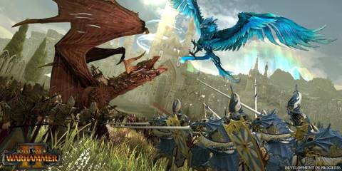 Dragon and Phoenix Fight Over a Battle Between Elvish Armies