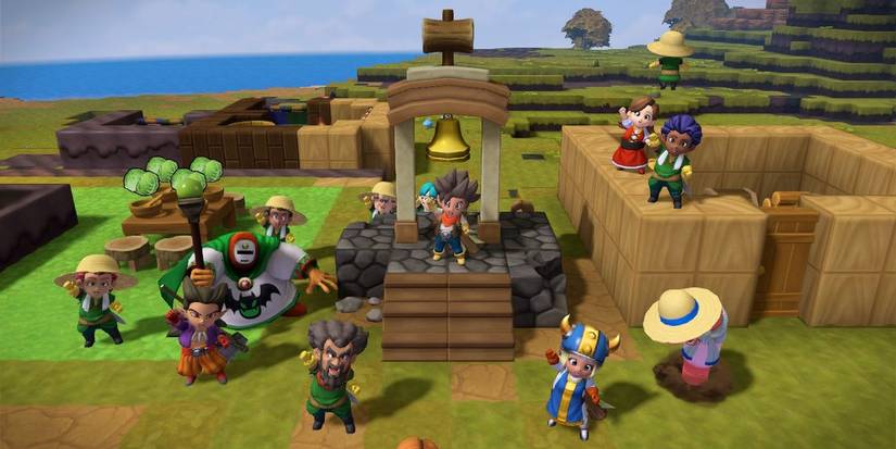 The village community gathers in Dragon Quest Builders 2