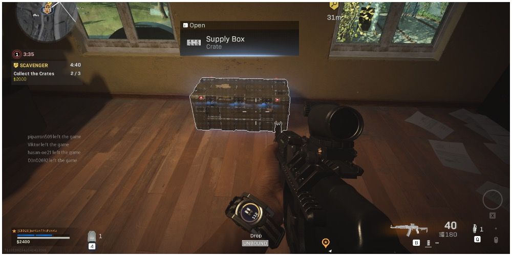 A player looking at a weapon's chest