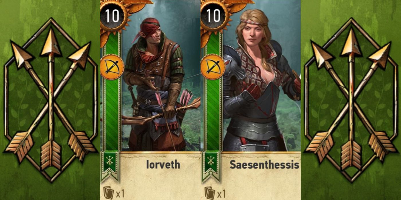 Witcher 3 Best Scoiatael Gwent Cards Featured Image Iorveth and Saskia
