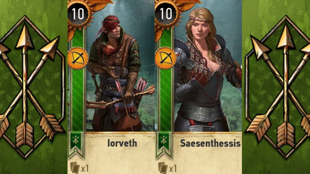 Witcher 3 Best Scoiatael Gwent Cards Featured Image Iorveth and Saskia