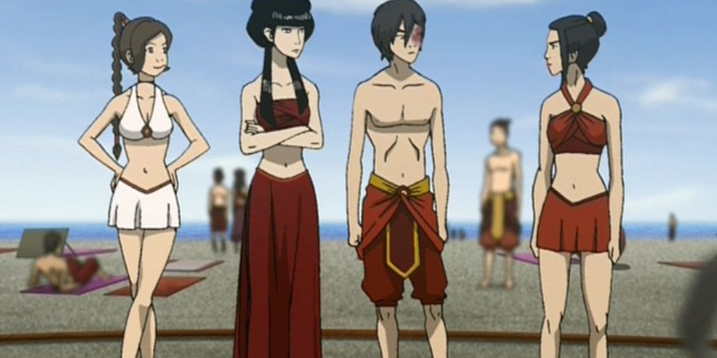 Zuko and the gals in the beach episode - Is Avatar An Anime