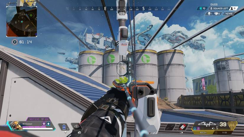 aiming compound bow at flying valkyrie