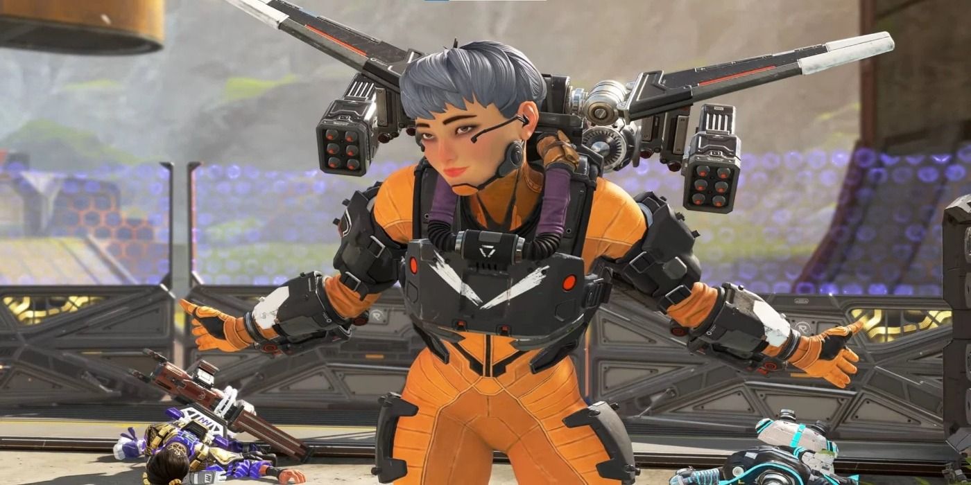 apex legends valkryie posing with jetpack dead players