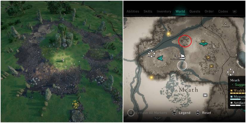 location of the trial marked in red on the map and what the location looks like from the air.