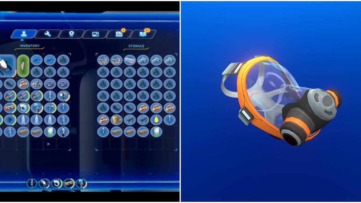 (Left) Inventory from Subnautica Below Zero (Right) Rebreather item model