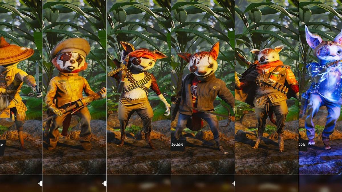 Split image showing every class in Biomutant