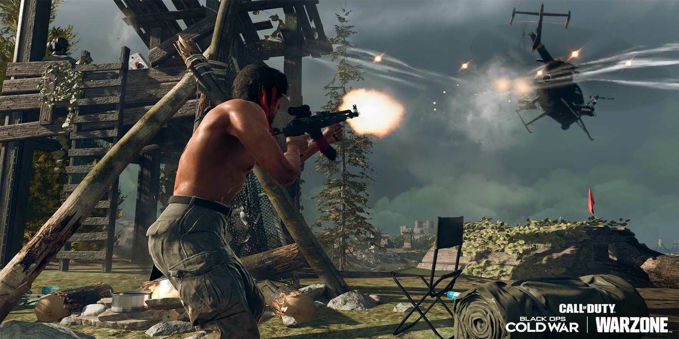cod warzone rambo shooting at helicopter